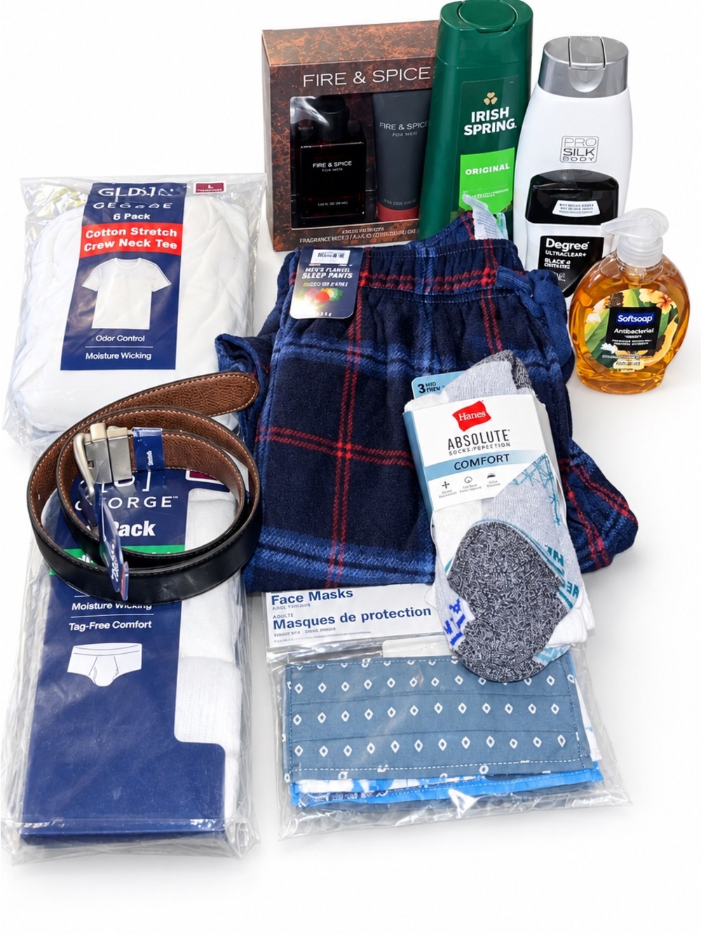 Hanes Men's Blue and Red Plaid Boxer Briefs